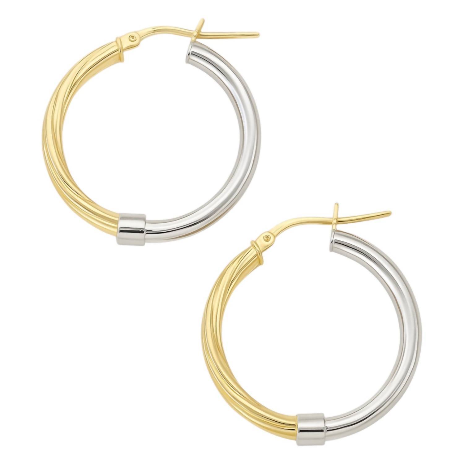 New Allyanna Gifts Women's Two Tone Half Twisted Design Round Hoop Earrings In S
